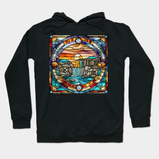 Waterfall Sunset Stained Glass Hoodie